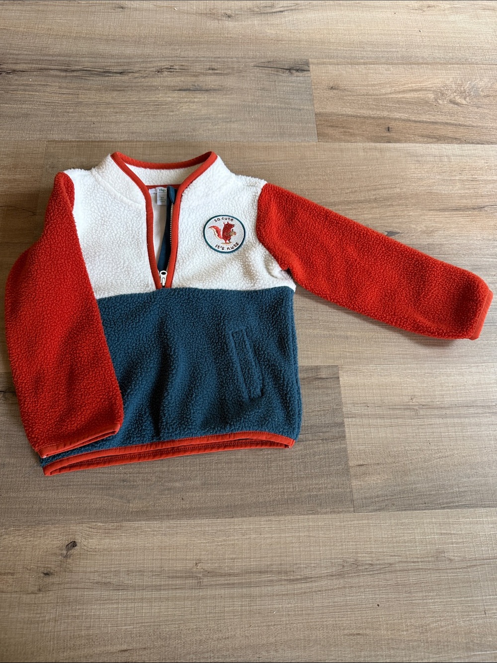 Dip Kids Colorblock Fleece Half-Zip Pullover - Orange, White & Blue